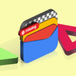 Ilustração do logotipo da Carteira virtual do Google cercado por ícones de localização, configurações e histórico de transações.