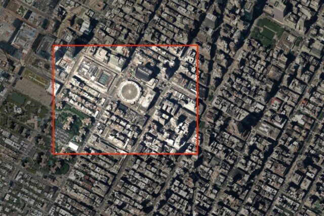 A location geofence over New York City, representing a geofence warrant.