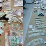 Drogas apreendidas e uma arma em uma operação de gangue da 18th Street.