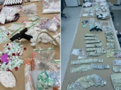 FBI lança grande ataque à gangue da 18th Street em Los Angeles – veja seu enorme resultado Drogas apreendidas e uma arma em uma operação de gangue da 18th Street.