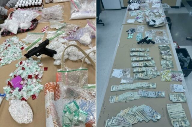 Drogas apreendidas e uma arma em uma operação de gangue da 18th Street.