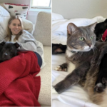 Eli's foster carer Makenna Carew and her cat Loki.