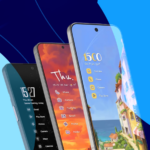 Mascote do Android entre caixas de papelão etiquetadas para aplicativos, capturas de tela, notificações e distrações, em frente à tela de um smartphone, com uma vassoura apoiada nas caixas.