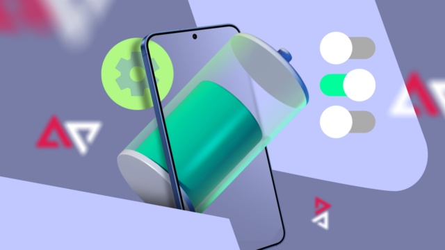 mão segurando o telefone Android mostrando o menu de configurações rápidas