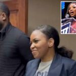 A deputada Jasmine Crockett com o segurança Mike King, que foi morto pela SWAT da Polícia de Dallas em 11 de março de 2026.