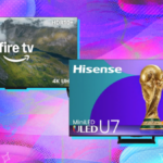 TV Hisense com protetor de tela de penas coloridas