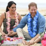 O duque e a duquesa de Sussex retornarão à Austrália no próximo mês - eles são retratados aqui durante uma visita anterior ao país, em Bondi Beach, em Sydney, em outubro de 2018.