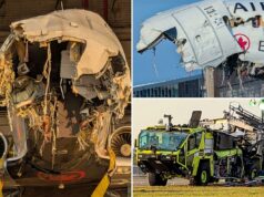 Imagens chocantes em close mostram a destruição devastadora do avião da Air Canada após o acidente mortal do LaGuardia Imagens chocantes em close mostram a destruição devastadora do avião da Air Canada após o acidente mortal do LaGuardia