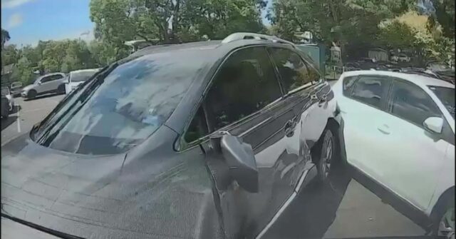 Imagens selvagens mostram motorista supostamente bêbado causando caos no estacionamento Imagens selvagens mostram motorista supostamente bêbado causando caos no estacionamento