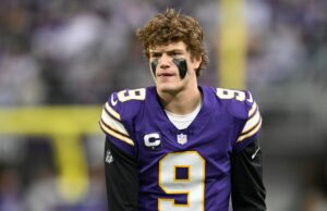 JJ McCarthy dos Vikings recebe aviso severo após a assinatura de Kyler Murray J.J. McCarthy #9 of the Minnesota Vikings.