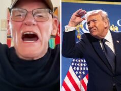 James Carville faz discurso obsceno contra Trump e admite que tem ‘síndrome de perturbação’ Um homem de óculos com a boca bem aberta e os braços estendidos enquanto o logotipo do Politicon aparece no canto inferior esquerdo.