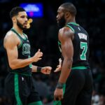 Jaylen Brown and Jayson Tatum of the Celtics