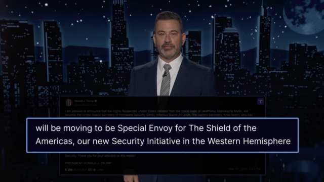 Jimmy Kimmel reage à demissão de Trump de Kristi Noem
