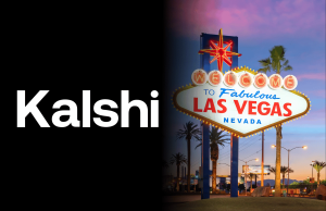 Juiz federal nega que Kalshi suspenda tentativa de pausar caso de aplicação de jogos em Nevada O juiz federal nega que Kalshi permaneça na tentativa de interromper o caso de aplicação de jogos em Nevada. Logotipo Kalshi em um fundo preto ao lado da placa iluminada “Bem-vindo ao Fabulous Las Vegas Nevada” ao entardecer com palmeiras e postes de luz.