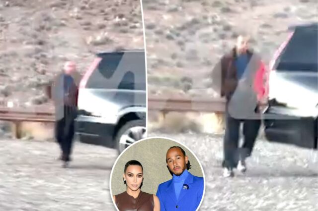 Kim Kardashian e Lewis Hamilton assistem ao pôr do sol no deserto durante uma viagem romântica ao Arizona

