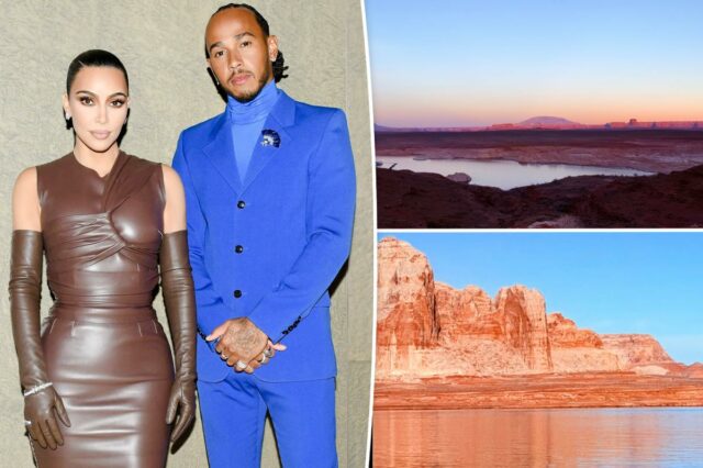 Kim Kardashian e Lewis Hamilton compartilham fotos épicas da viagem Kim Kardashian e Lewis Hamilton compartilham fotos épicas da viagem romântica ao Lago Powell