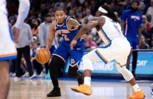 Knicks recebem notícias otimistas de Miles McBride após o último susto de lesão Miles McBride #2 do New York Knicks traz a bola para a quadra em torno de Luguentz Dort #5 do Oklahoma City Thunder durante o segundo tempo no Paycom Center em 29 de março de 2026 em Oklahoma City, Oklahoma.