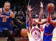 Knicks ultrapassam os Raptors graças ao impulso defensivo no final do jogo Jalen Brunson, que marcou 26 pontos, o recorde da equipe, vai até a cesta durante a vitória dos Knicks por 111-95 sobre o Raptors em 3 de março de 2026.