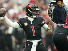 Kyler Murray é franco sobre seu divórcio dos Cardinals: ‘Desculpe por ter falhado conosco’ O quarterback do Arizona Cardinals, Kyler Murray (1), na linha lateral contra o Los Angeles Rams durante o segundo tempo no State Farm Stadium.