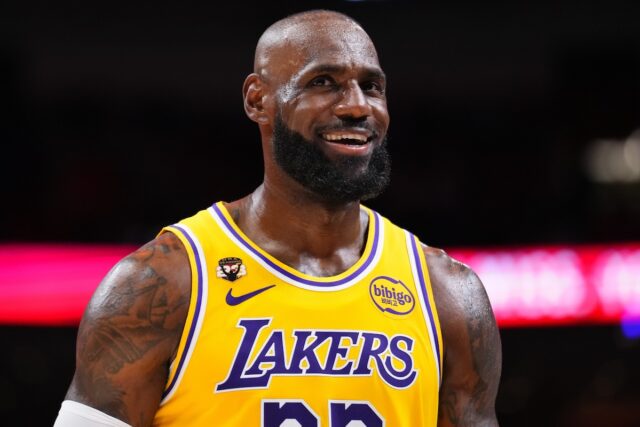 LeBron James in Lakers game against Miami Heat