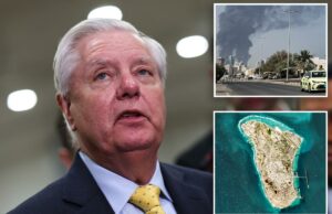Lindsey Graham elogia a aquisição ‘ousada’ da Ilha Kharg por Trump, tentativa de fechar o Estreito de Ormuz – oferece alerta de ‘perigo’ para o Irã A senadora dos EUA Lindsey Graham falando com membros da mídia no Capitólio dos EUA.