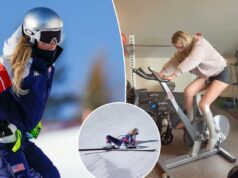 Lindsey Vonn já dá um grande passo na recuperação de lesões poucas semanas após o terrível acidente nas Olimpíadas Lindsey Vonn já dá um grande passo na recuperação de lesões poucas semanas após o terrível acidente nas Olimpíadas