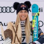 Lindsey Vonn mostra perna enfaixada durante treino após acidente nas Olimpíadas de 2026