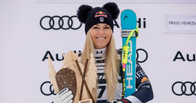 Lindsey Vonn mostra perna enfaixada durante treino após acidente nas Olimpíadas de 2026