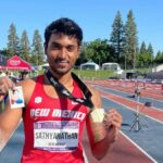 Lokesh Sathyanathan da Índia ganha ouro no salto em distância masculino no NCAA Indoor Championships 2026
