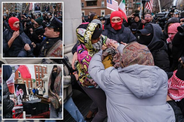 Manifestante anti-regime iraniano espancado na ilusória vigília de Khamenei em Nova York
