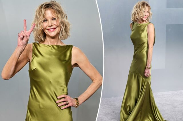 Meg Ryan faz uma rara aparição no tapete vermelho na Vanity Fair Oscars Party 2026

