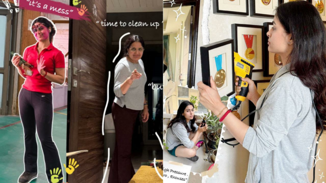 Mesmo a estrela olímpica Manu Bhaker não é poupada da limpeza festiva em casa
