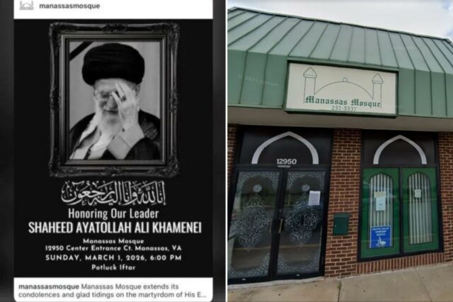 Mesquita da Virgínia presta homenagem doentia ao 'nosso líder', o Mesquita da Virgínia presta homenagem doentia ao 'nosso líder', o aiatolá Khamenei, depois que ele foi morto em um ataque aéreo