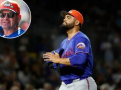 Mets divulga rotação de abertura da temporada com o destino de Sean Manaea revelado O arremessador do New York Mets, Sean Manaea (59), sai do campo.