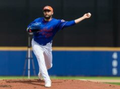 Mets não está ‘preocupado’ com a menor velocidade da bola rápida de Sean Manaea O arremessador do Mets, Sean Manaea, oferece treino de rebatidas ao vivo durante o treinamento de primavera no Clover Field, quinta-feira, 19 de fevereiro de 2026.