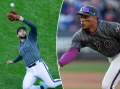 Mets passando pela esperada curva de aprendizado de defesa na primeira e terceira base O Infielder Bo Bichette (19) do Mets recebe falta de Brandon Lowe (5) do Pittsburgh Pirates no segundo turno no Citi Field, sábado, 28 de março de 2026, em Queens, NY.