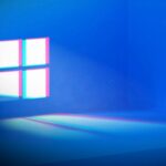 Windows logo on a dark blue background.