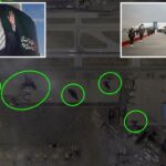 Soldados cerimoniais estão em formação na pista em frente a um avião branco com uma bandeira iraniana na cauda.