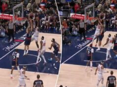 Mohamed Diawara, do Knicks, posteriza Nic Batum – que ele cresceu assistindo – com enterradas violentas Mohamed Diawara enterra Nic Batum durante o jogo Knicks-Clippers em 9 de março de 2026.