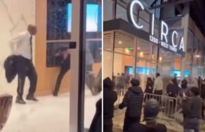 Momento chocante: gangue invade apartamentos luxuosos em Los Angeles e briga com porteiros após tomada de rua Momento chocante: gangue invade apartamentos luxuosos em Los Angeles e briga com porteiros após tomada de rua