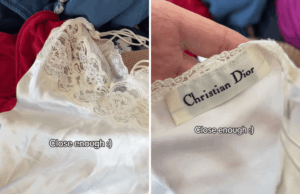 Mulher da Geração Z encontra vestido Dior em brechó e vê a etiqueta de preço Mulher da Geração Z encontra vestido Dior em brechó e vê a etiqueta de preço