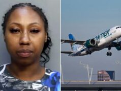 Mulher do Alabama supostamente toca o rosto dos passageiros e depois dá um soco em viajantes idosos durante voo para o Caribe Foto de uma mulher com cabelo escuro puxado para trás, vestindo uma camisa estampada.