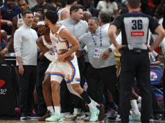 NBA toma decisão de punição para jogadores na luta Thunder-Wizards OKC Thunder and Washington Wizards players are separated after a brawl in their NBA game