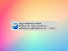 Não é fã do macOS 26? Veja como bloquear os alertas ou fazer downgrade Não sou fã do macOS 26 – veja como bloquear alertas ou fazer downgrade | A imagem mostra uma captura de tela do prompt de atualização em um fundo colorido
