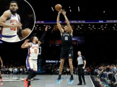 Nets ficaram frustrados depois de falhar novamente em encerrar a longa derrapagem contra Knicks: ‘queria tanto isso’ Josh Minott, que marcou 22 pontos fora do banco, lança um salto sobre Jalen Brunson durante a derrota dos Nets por 93-92 para os Knicks em 20 de março de 2026 no Barclays Center.
