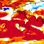 Mapa de previsão sazonal do Centro Europeu de Previsões Meteorológicas de Médio Prazo para El Niño.