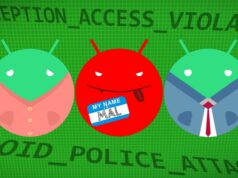 Novo malware Android foi criado para verificar suas anotações em busca de detalhes confidenciais Um smartphone com uma imagem de caveira e ossos cruzados sobre um código, em um fundo estilizado azul e verde.