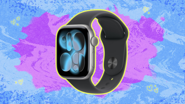 Smartwatch Apple Watch Series 11 (GPS 42mm) com caixa de alumínio cinza espacial com pulseira esportiva preta - S/M. Pontuação de sono, rastreador de condicionamento físico, monitoramento de saúde, tela sempre ativa, resistente à água