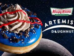 O Artemis II Donut de Krispy Kreme está pronto para decolar. Veja novo item. Na foto está o Artemis II Donut de edição limitada da Krispy Kreme.