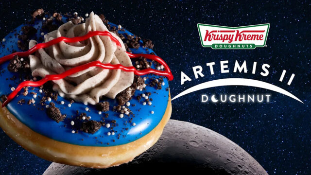 Na foto está o Artemis II Donut de edição limitada da Krispy Kreme.